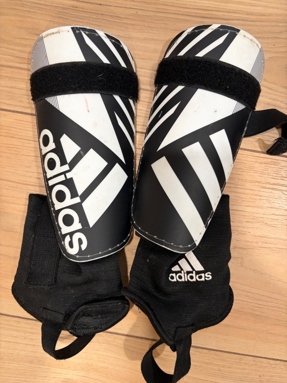 adidas Black and White Youth Shin Guards with Ankle Sleeves